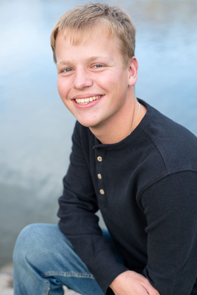 High school senior boy smiling