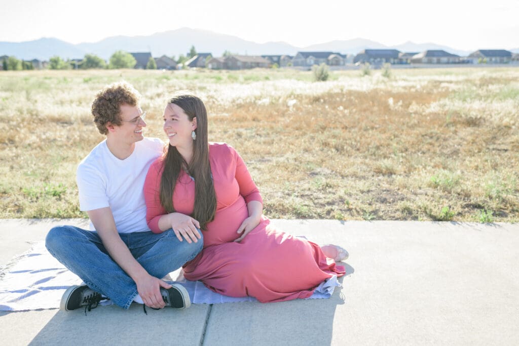 Couple sitting an smiling