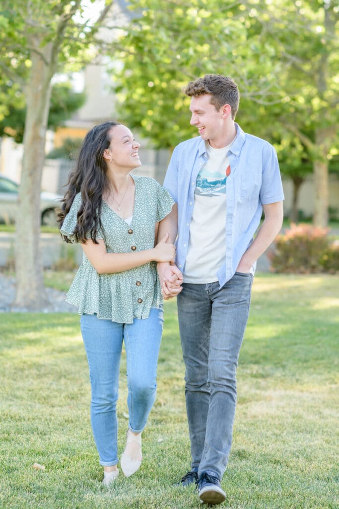 Salt Lake City engaged couple in field