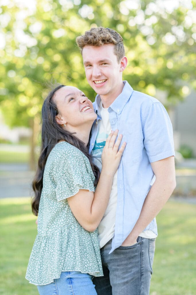 Salt Lake City engaged couple in field