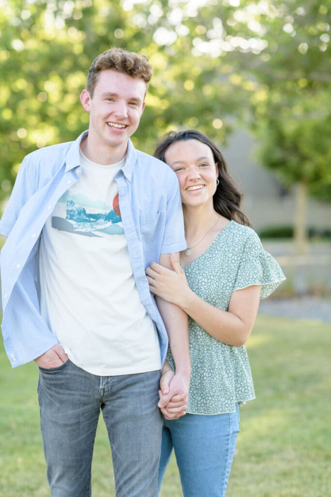 Salt Lake City engaged couple in field