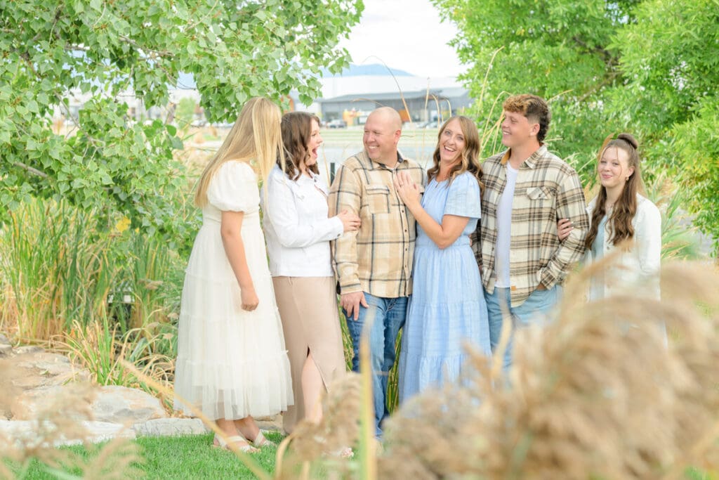 Candid family photo at Daybreak Lake Utah.